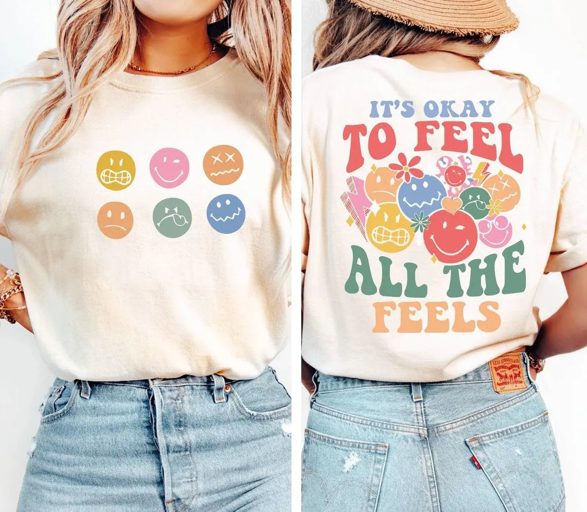 Comfort Colors® It's Okay To Feel All The Feels, Mental Health Shirt, Speech Therapy Shirt, Inclusion Shirt, Autism Awareness,BCBA Shirt,RBT