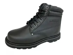 Jacata Men's Water Resistant Leather Work Boot with Rubber Sole, Oil Resistant, Open Design, Comfortable for Work in Factories and Construction Sites - Boy, Closed
