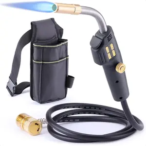 Map Gas Torch Kit with Holster, Adjustment Knob Trigger Start Propane Hose Torch for Brazing, Soldering, Welding, Plumbing, HVAC