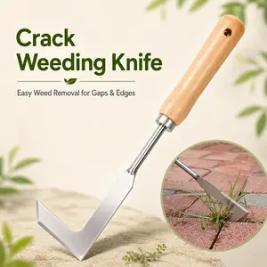 Wooden Handle Weeding Knife - Manual Garden Pruning Tool for Paver Gaps, Sidewalk Cracks