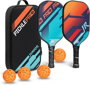 PicklePro Junior – Pickleball Paddles Set for Youth & Families with 2 Junior Paddles, 4 Pickleballs & Paddle Bag – USAP Approved Fiberglass Face, Cushioned Grip – Complete Beginner Pickleball Kit