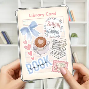 Kindle insert , library card bookish design, paperwhite, oasis, colorsoft, scribe, basic, kobo, ipad mini, cute bookish reader gift