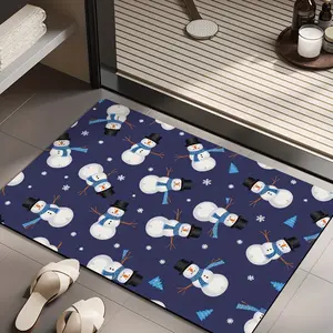 Blue Diamond Pattern Bath Mat,Skid,Resistant Quick Dry Absorbent Floor Mat,for Next to Sink,Vanity,Kitchen,Office,Traditional Style