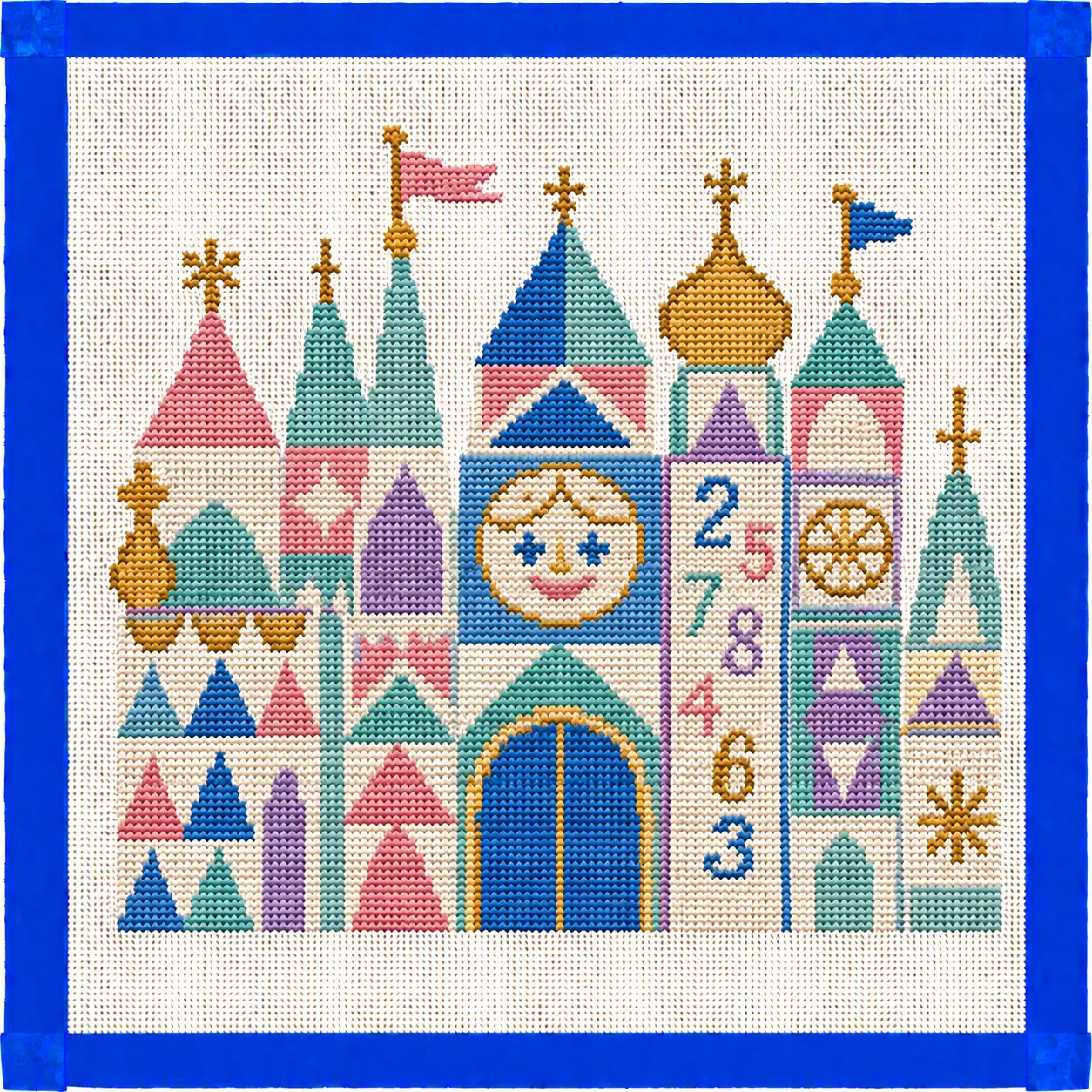 Small World Theme Park Needlepoint Canvas Small World Theme Park Needlepoint Canvas