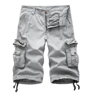 Choice Cargo Shorts Men Summer Army Military Tactical Homme Shorts Casual Solid Multi-Pocket Male Cargo Shorts Plus Size Musical Menswear Plain Beige
