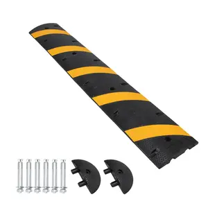 6Ft Speed Bumps with Ends for Road Pack of 2 Durable Recycled Rubber Temporary Speed Bumps Ideal for Car Parking Garage Use Supports 25000lbs