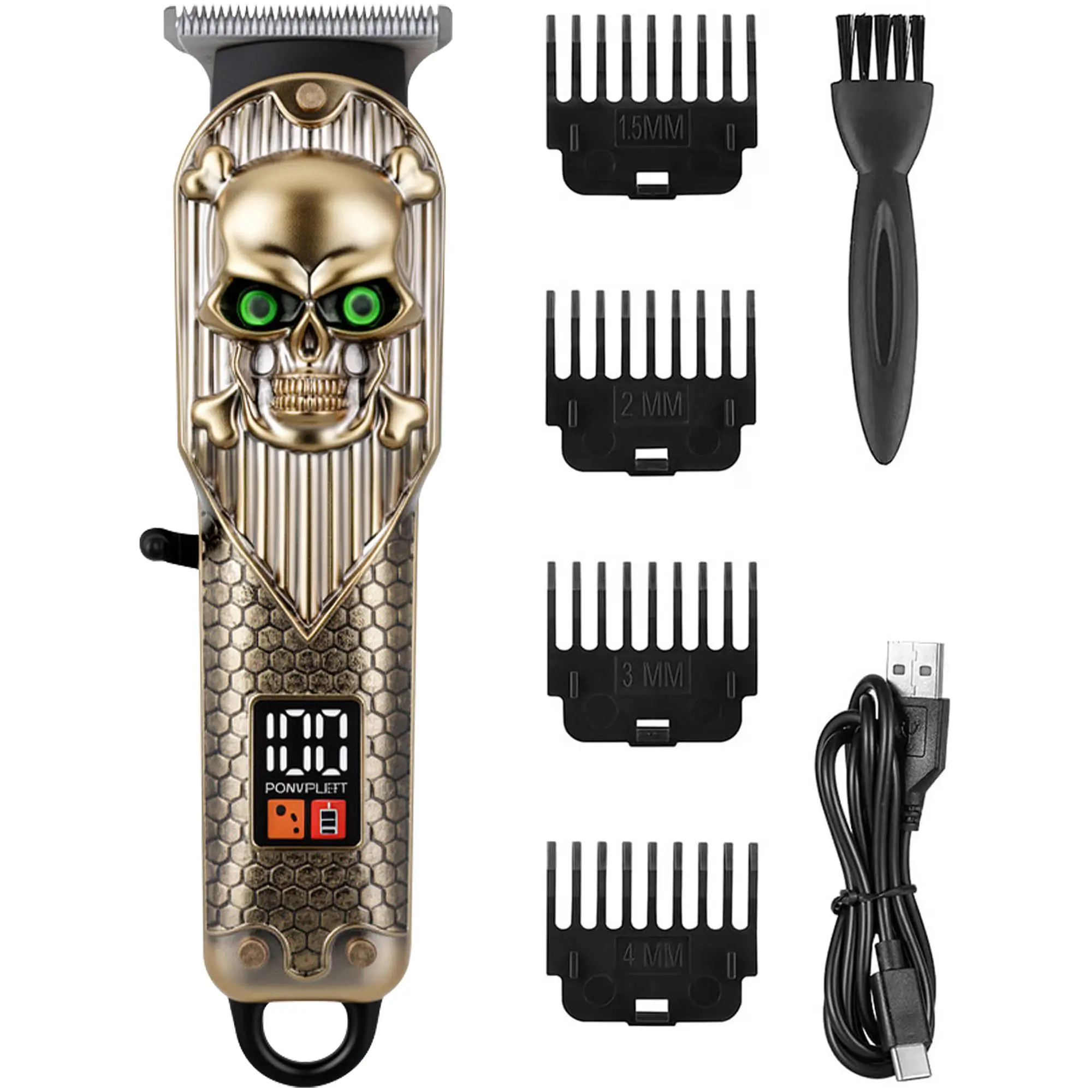 Professional Cordless Hair Clipper for Men - T-Blade Zero-Gap Trimmer with Detail & Fading Combs, Rechargeable All-in-One Beard, Mustache & Body Trimmer, Home Barber Precision Grooming Kit, USB Fast Charging