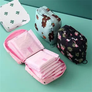 Cartoon Pattern Sanitary Napkin Storage Bag, 1 Count Portable Menstrual Pad Storage Bag, Small Zipper Storage Bag for Outdoor Travel, Home Organizer Supplies, Accessories for Women