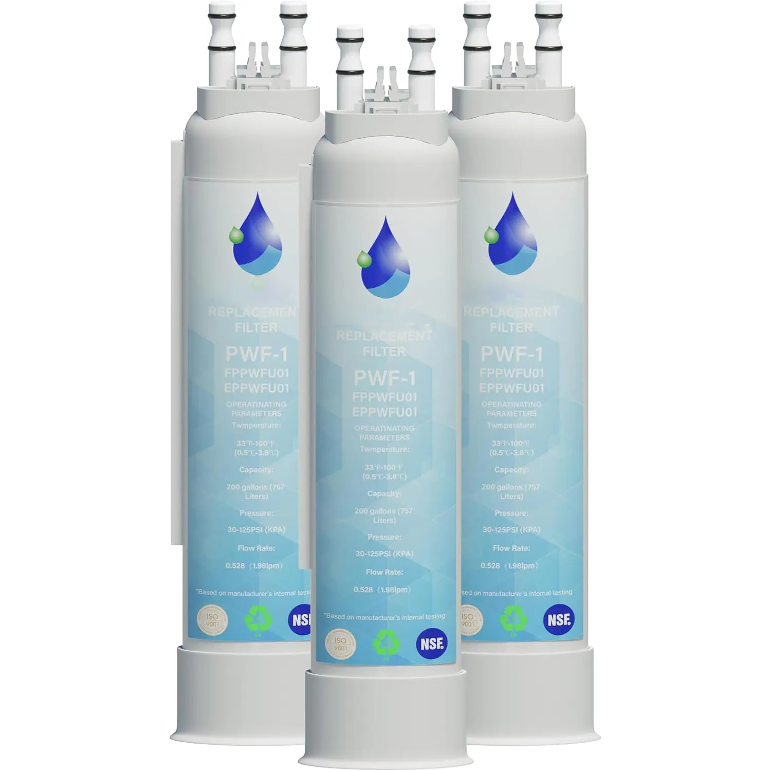 FPPWFU01 Water Filter Replacement for, Compatible with Frigidaire FPPWFU01 Water Filter, EPPWFU01 PureAdvantage PurePour PWF-1 (3 Pack)