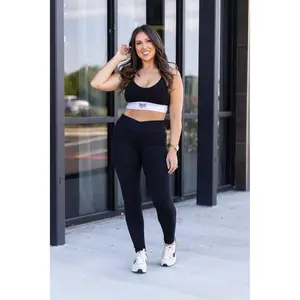 Stephanie - Crossover BLACK Pocket Full Length Leggings