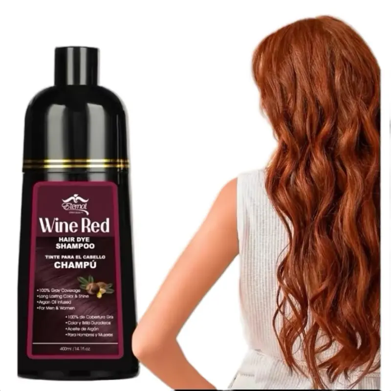 Wine Red Hair Dye Shampoo With Argan Oil 100% Coverage for Men & Women 400ml