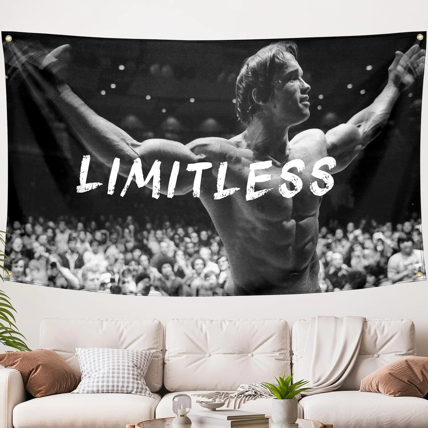 Arnold Schwarzenegger Limitless Rectangular Vintage Tapestry Flag - 1 Flag, 3x5 ft 200D Polyester, Durable Heavy-Duty Machine-Washable Decor for Bodybuilding Room Indoors Motivation, 3X5 Feet, Print