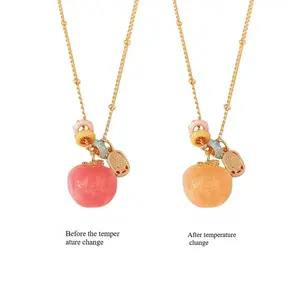 New Enamel Symphony Temperature Apple Necklace Clavicle Chain Dopamine Versatile Advanced Design Sense onyx heart necklace christmas surprise young girl pendant high quality woman dainty fashion layer gold-toned mom wife girlfriend sister tiktokshopblackf
