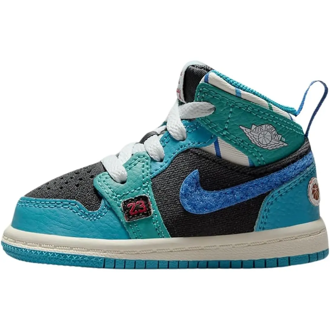 Toddler's Jordan 1 Mid SS Anthracite/Glacier Blue (FJ9480 004)