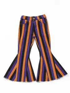 black orange purple print Bell bottoms girls jeans