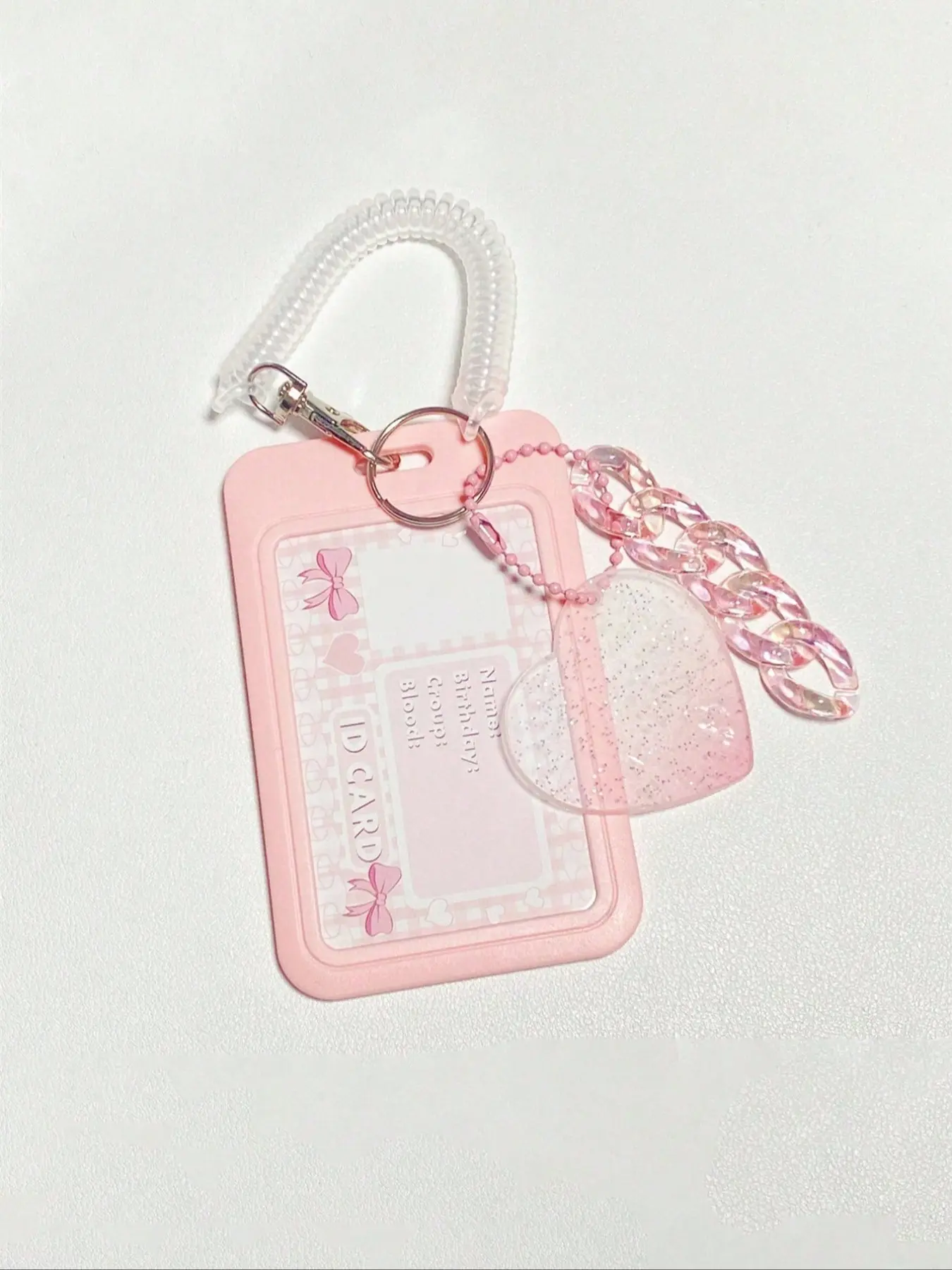 1pc Solid Color Card Cover With Key Chain, Creative Portable Badge Holder For School Student, Office Worker，Love Cloud Gradual Change Guka Keychain Bus Card Student ID Card Set（Excluding stickers）