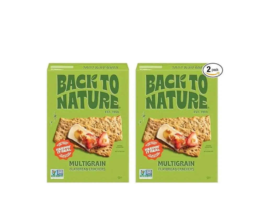 Back to Nature - Multigrain Flax Seeded Flatbread Crackers Non-GMO, Made with Real Ingredients like Wheat Flour & Whole Grains Seriously Tasty Snacks 5 Ounce (Pack of 2)