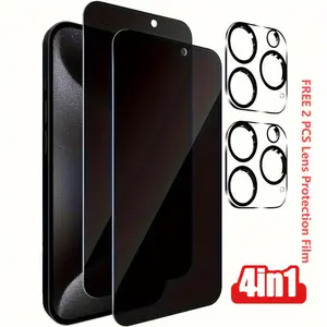 [Privacy Protection | Anti-Peeping] 2 Cameras & 2 Tempered Glass Privacy Screen Protectors | Anti-Peeping Tempered Glass Screen Protector for iPhone 16/15/14/13/12/11 Pro Max/16/14/15 Plus/- Scratch-Resistant Phone Protector