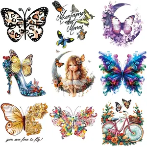 Butterfly Pattern Heat Transfer Sticker, DIY Fashion Iron on Sticker, Clothes Decoration Sticker for T-shirt, Jeans, Hoodie, Backpack, Handmade Crafts