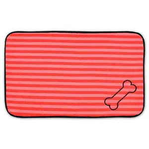 Bone Dry Machine Washable, Ultra Absorbent Pet Mat, 12x18", Red Stripe