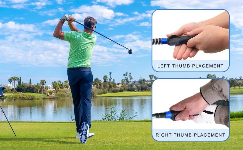 Golf Grip Trainer - 6in Lightweight Hand Golf Swing Trainer with Non-Slip Design Simple to Install, Ideal Golf Practice Tool for All Experience Levels, Blue & Black Golf
