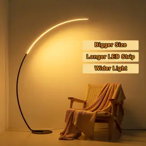 1pc RGBCW Arc Floor Lamp For Living Room, 70" Floor Lamp With Remote, Tall Black LED Dimmable Modern Floor Lamp, 3 Color Temperature, Curved Cool Unique Floor Lamps For Bedroom Office Home, Party, Movie Night