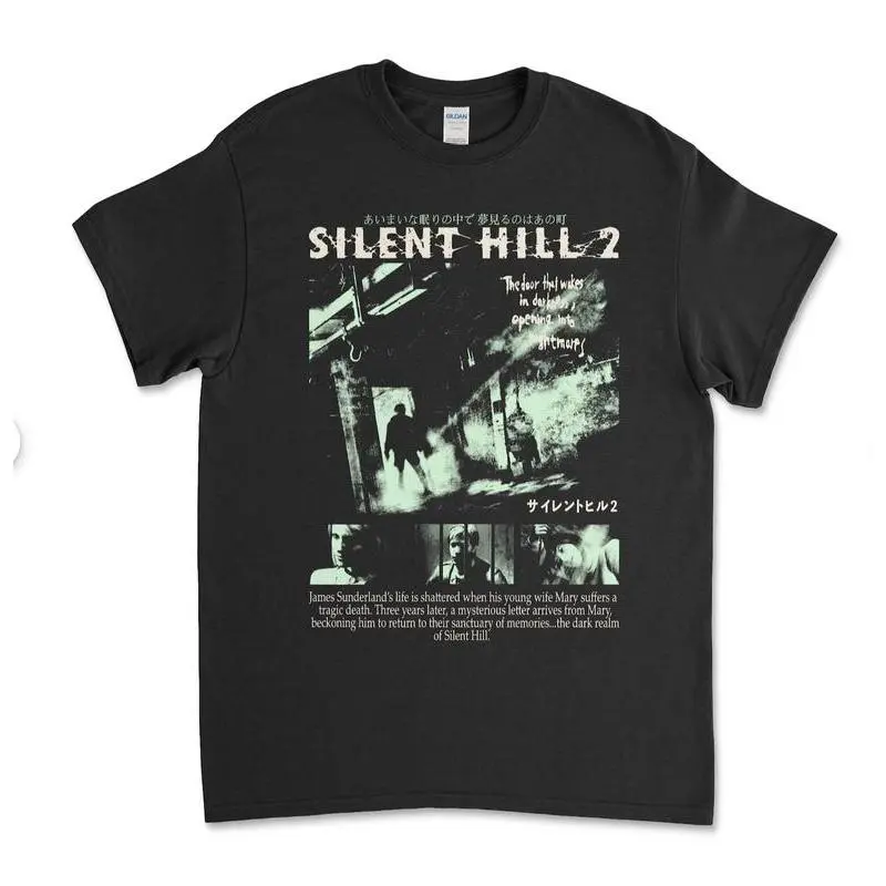 Men's Silent Hill 2 Retro Print Cotton Menswear T-Shirt - Soft