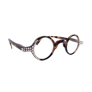Picasso, (Bling) Women Reading Glasses W Clear Genuine European Crystals, Round  (Brown) Tortoiseshell. NY Fifth Avenue
