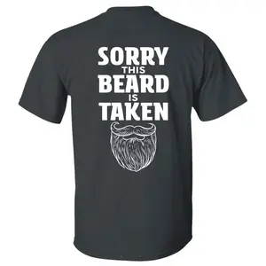 Men's Cotton Round Neck Short Sleeve Tshirt - "Sorry This Beard Is Taken" Funny Quote, Breathable Sweat Fabric Casual Clothes, Retro Minimalist Menswear Top, Tropical Style Husband Gift (COD Eligible)