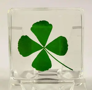 38mm Real Four Leaf Clover Shamrock in Crystal Clear Lucite Resin Specimen St.Patrick's Day "Lucky Leaf" Gift Crafts Collection