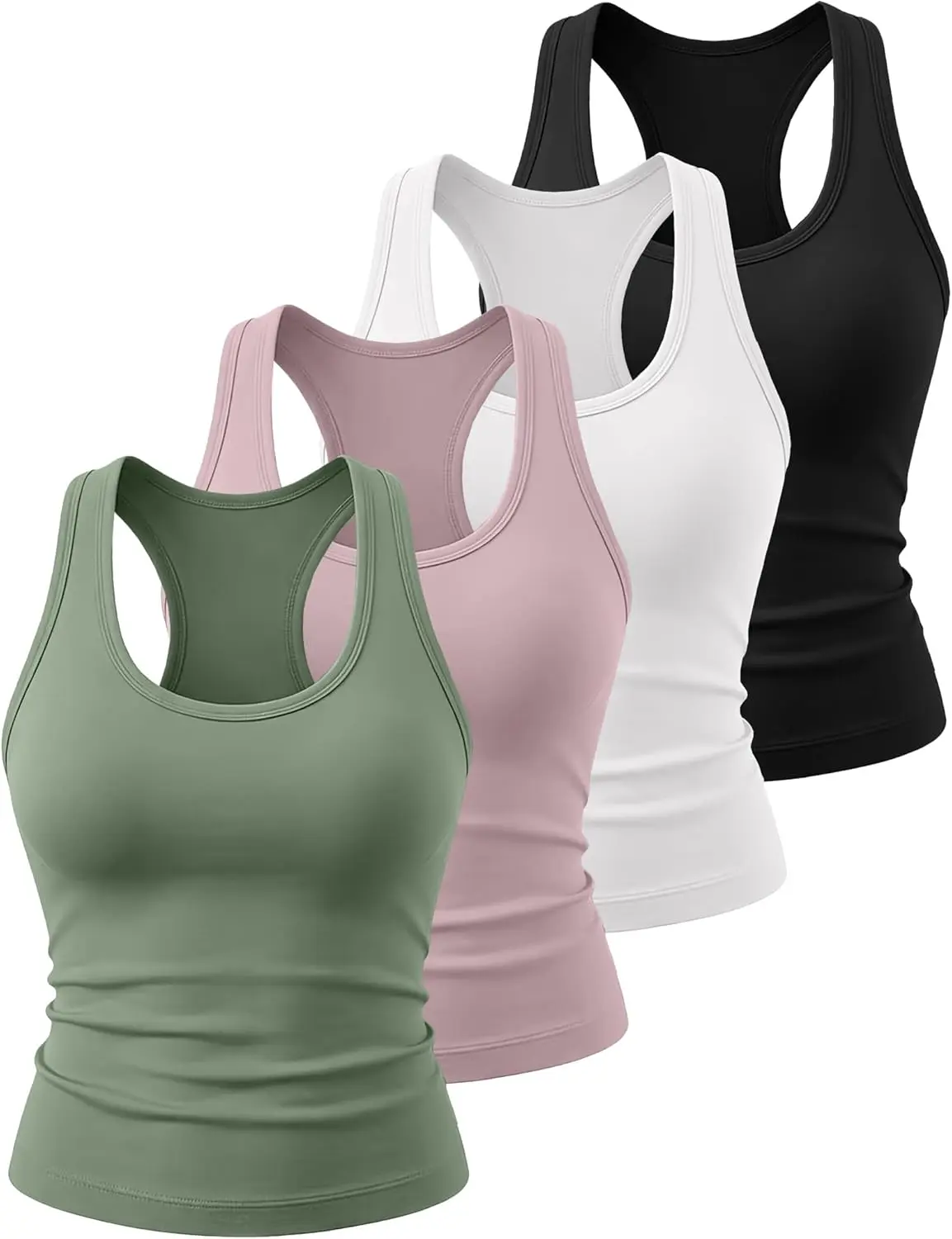 4 Pack Women's Racerback Workout Tank Top Crop Athletic Running Gym Yoga Active Sports Tops Shirts for Women(Gift)