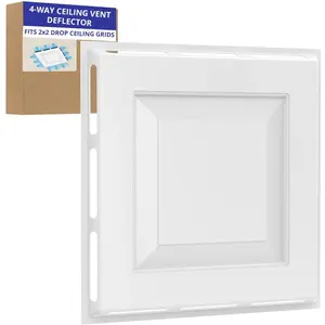 4-Way Ceiling Vent Deflector for 2x2 Drop Ceiling - Air Diverter Redirector, No Tools Required, Even Air Distribution for Office, Classroom & Commercial Spaces