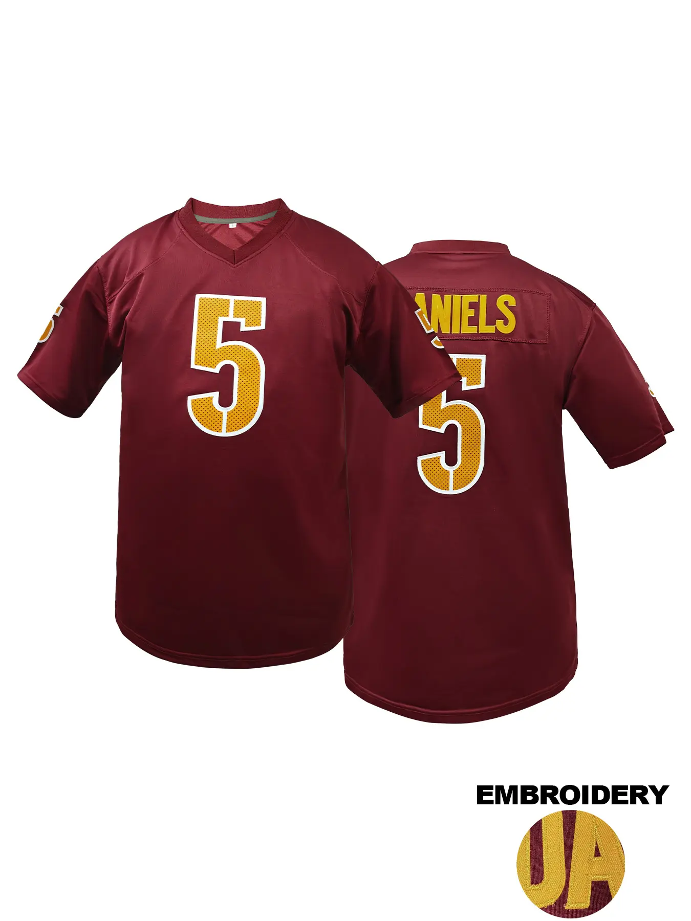 Men's Football Jersey,Sport Jersey,Name And Number Embroidered American Rugby Jersey,Washington #5 V-Neck Short Sleeved T-Shirt,Perfect for Party,Game,Training,Competition,Casual Wear,Athletic Tops,Sports Top