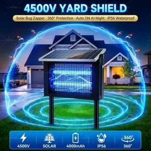 Solar Outdoor Bug Zapper Mosquito Killer Lamp Large Size, TikTok Mid Year Sale trending viral summer home gadget loved by US buyers, solar 4500V mosquito trap IP68 rainproof killer for backyard, lawn, camping, farm, patio long service life