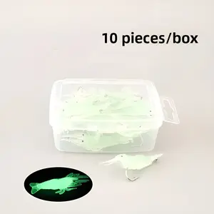 10pcs Shrimp Bait Hooks, Soft Prawn Fishing Lures Simulation Lure for Trout Bass Salmon