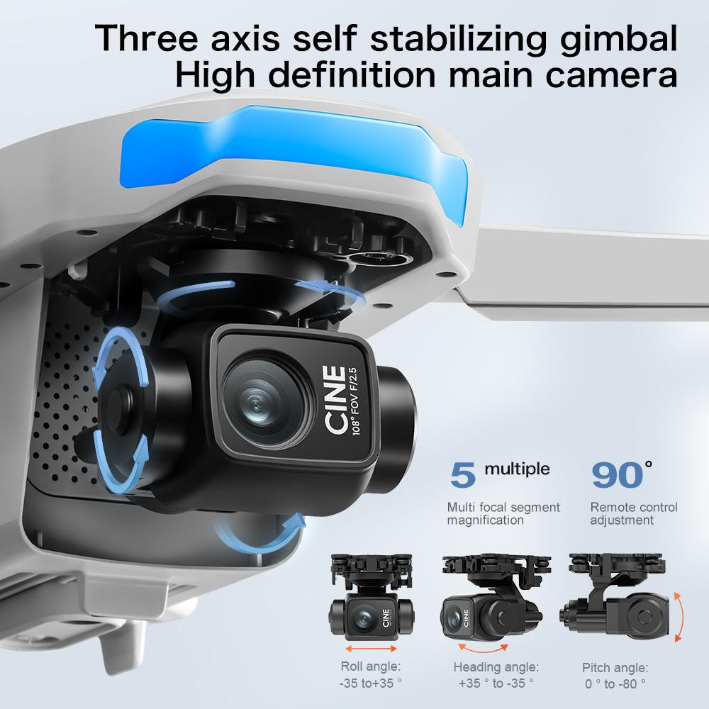 [Top-Tier Edition] 8K  GPS Drone for Adults, Dual 50fps Cameras, 3-Axis Gimbal Stabilization, 2000m Control Range, Large Screen Remote Controller, Auto Return Low Battery, 244g Lightweight, 2 Batteries