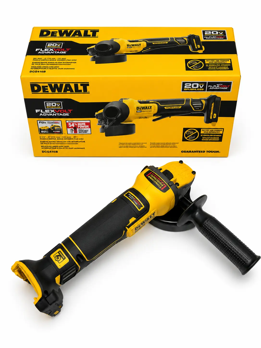 DEWALT DCG416B 20V MAX XR FLEXVOLT ADVANTAGE 4-1/2”/5” Brushless Angle Grinder Tool Only – 100% Genuine OEM – New in Original Box