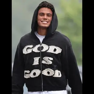 Zip Up Hoodie for Women and Men God Is Good Graphic Sweatshirt Religious Faith Christian Streetwear Hooded Jacket Casual Fall Winter Long Sleeve Top Oversized Hip Hop Style Full Zip Hooded Coat For Teens