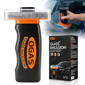 Windshield Oil Film Eraser Wand - All-in-One Pro Kit with Glass Cleaning Emulsion Formula and Sponge - The Ultimate Streak-Free Solution to Prep for Rain Repellents
