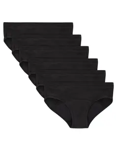 Hanes Girls' Period Underwear Hipsters 6-Pack, Comfort Moderate Protection Solids