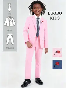 【LUOBO KIDS】Boys' Elegant Gentleman Suit Set, Blue Blazer, Perfect for Weddings Parties Holidays, Fashion Korean Design, No Shirt Included