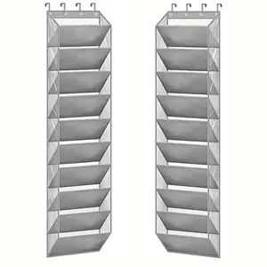 Transparent Door Shoe Box Storage Bag, Deep Pocket Design, Large Capacity, Wall-Mounted Hook, Fits Up to 20 Pairs, Ideal for Closet Doors