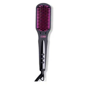 Ionic Hair Straightener Brush for Women - 1-Step Hot Comb Flat Iron with Negative Ions, 16 Temp Settings, LCD Display, Dual Voltage for Frizz-Free Styles