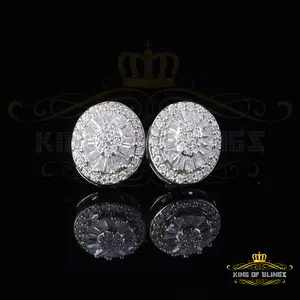 King Of Blings 10K Gold Plated White Silver 1.00ct VVS 'D' Moissanite Oval Stud Earrings for Men Women Elegant Timeless Design 21275W-A49KOB