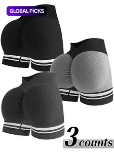 Women's Striped High Waist Gym Shorts, High Waisted Shorts, Active Athletic Shorts, Sport Shorts, Breathable Comfortable Yoga Shorts, High Elasticity Fitness Casual Wear, Ideal for Workouts & Daily Use, Athletic Bottoms