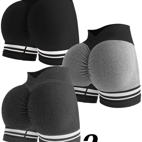 Women's Striped High Waist Gym Shorts, High Waisted Shorts, Active Athletic Shorts, Stretchy Shorts, Sport Shorts, Breathable Comfortable Yoga Shorts, High Elasticity Fitness Casual Wear, Ideal for Workouts & Daily Use, Athletic Bottoms #GLOBAL PICKS