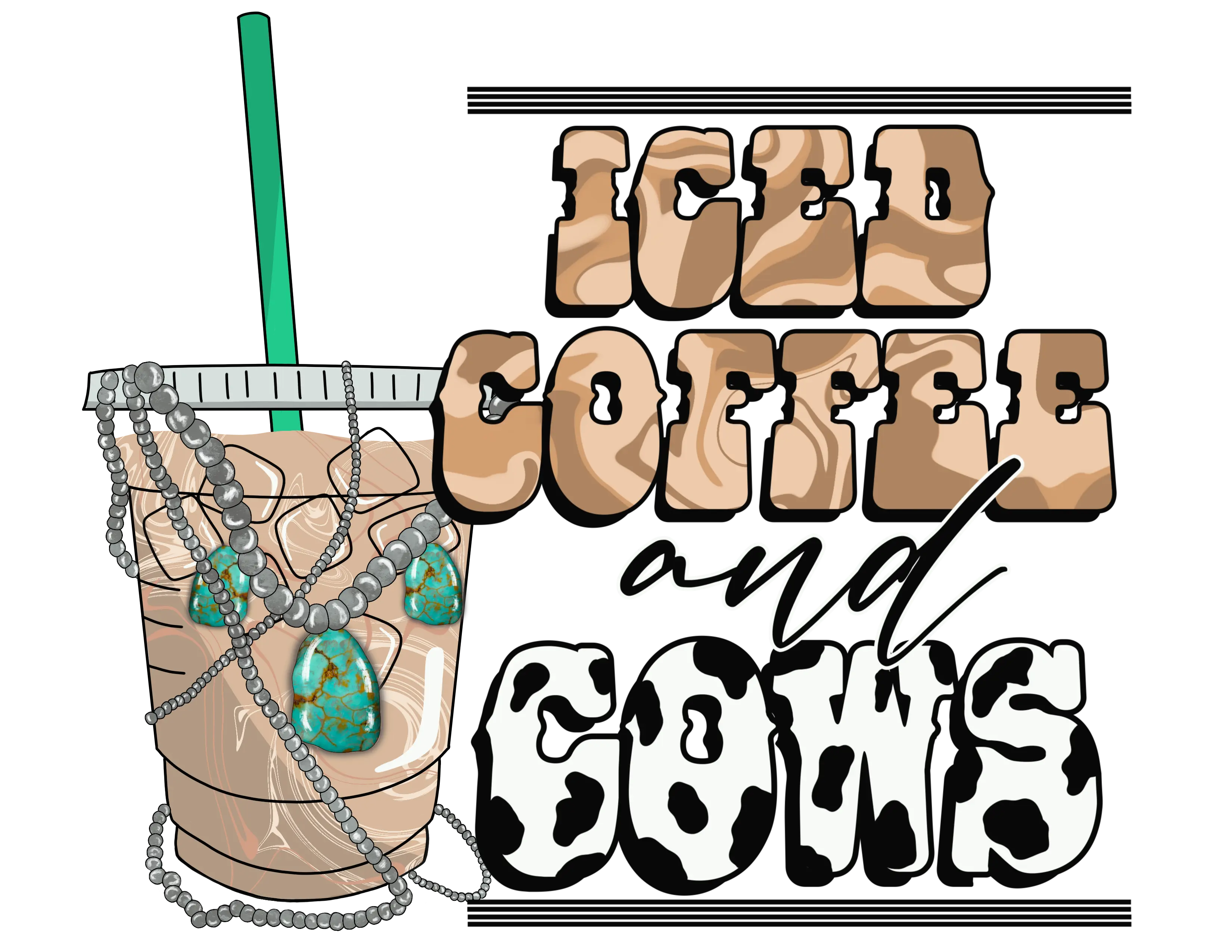 8.5x11 sublimation transfer ICED COFFEE & COWS ready to press