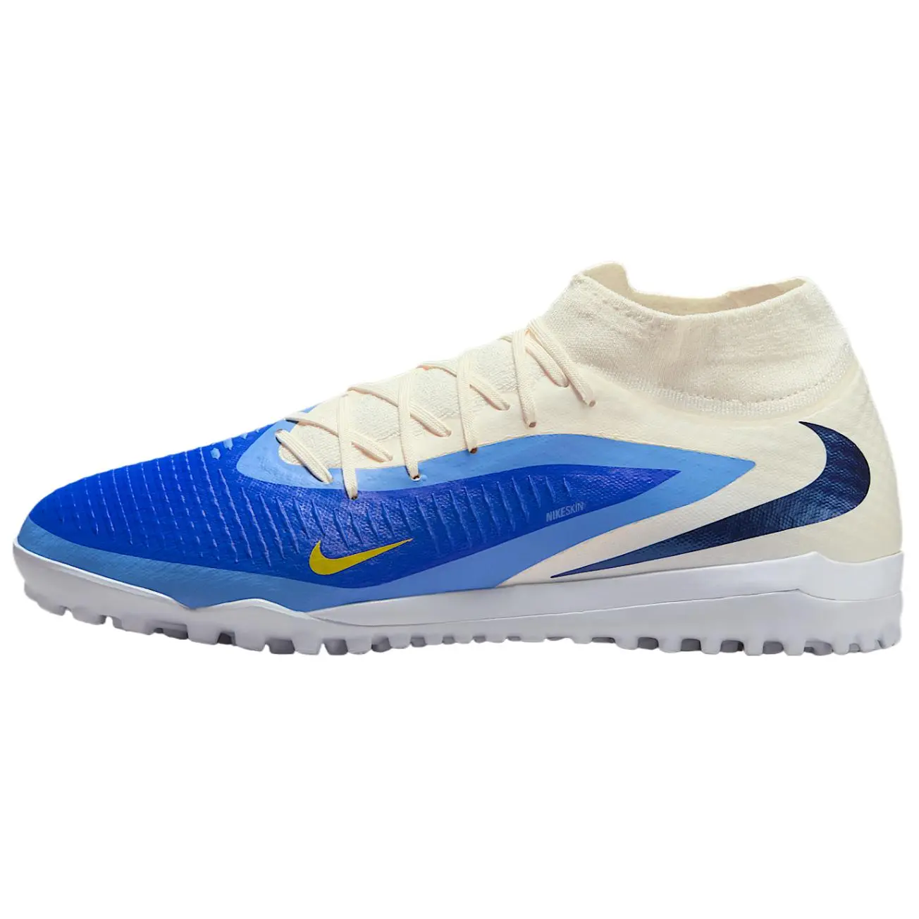 Nike Phantom 6 Abrasion Resistant Soccer Shoes Unisex White Blue Versatile Comfort HQ2282-400