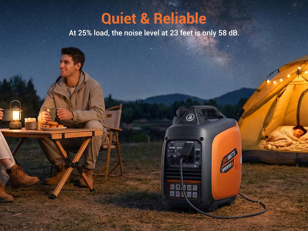 Efurden 2800-Watts Portable Inverter Generator, Gas Generators for Home Use, Camping, Super Quiet Emergency Home Backup, with Fuel Shut Off, 1.1Gal Fuel Tank, 39Lbs, EPA Compliant
