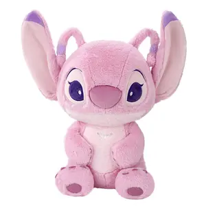 MINISO Disney Lilo & Stitch Angel Sitting Plush, Soft Cuddly Stuffed Doll, Cute Desk Decor, Collectible Toy Gift for Disney Fans & Kids